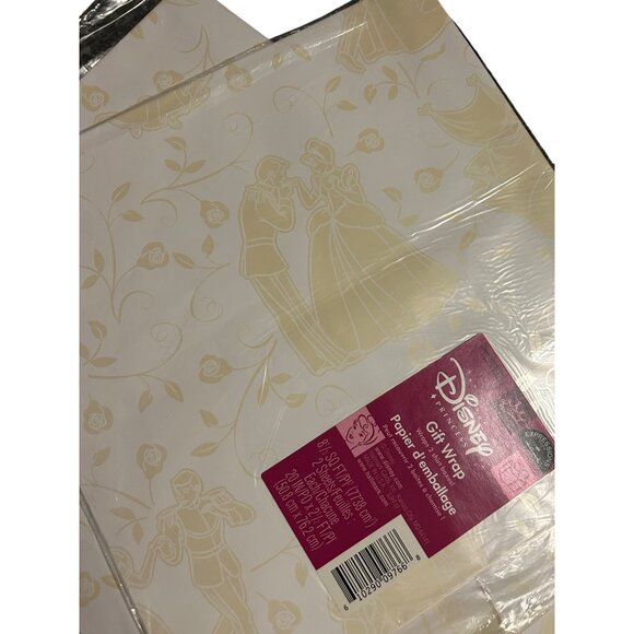 Disney Princess Gold & White Gift Wrap Set Of 2 Sheets 20 Sq Ft Total Elegant Fl - Picture 3 of 3